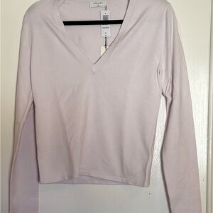 Babaton Pale Lavender V-Neck Long Sleeve Top